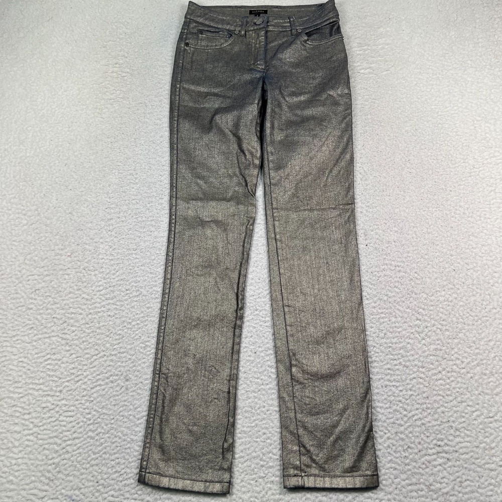 Escada Jeans Womens 32 (26X32) Straight Leg Metallic Denim Coated Gold Italy